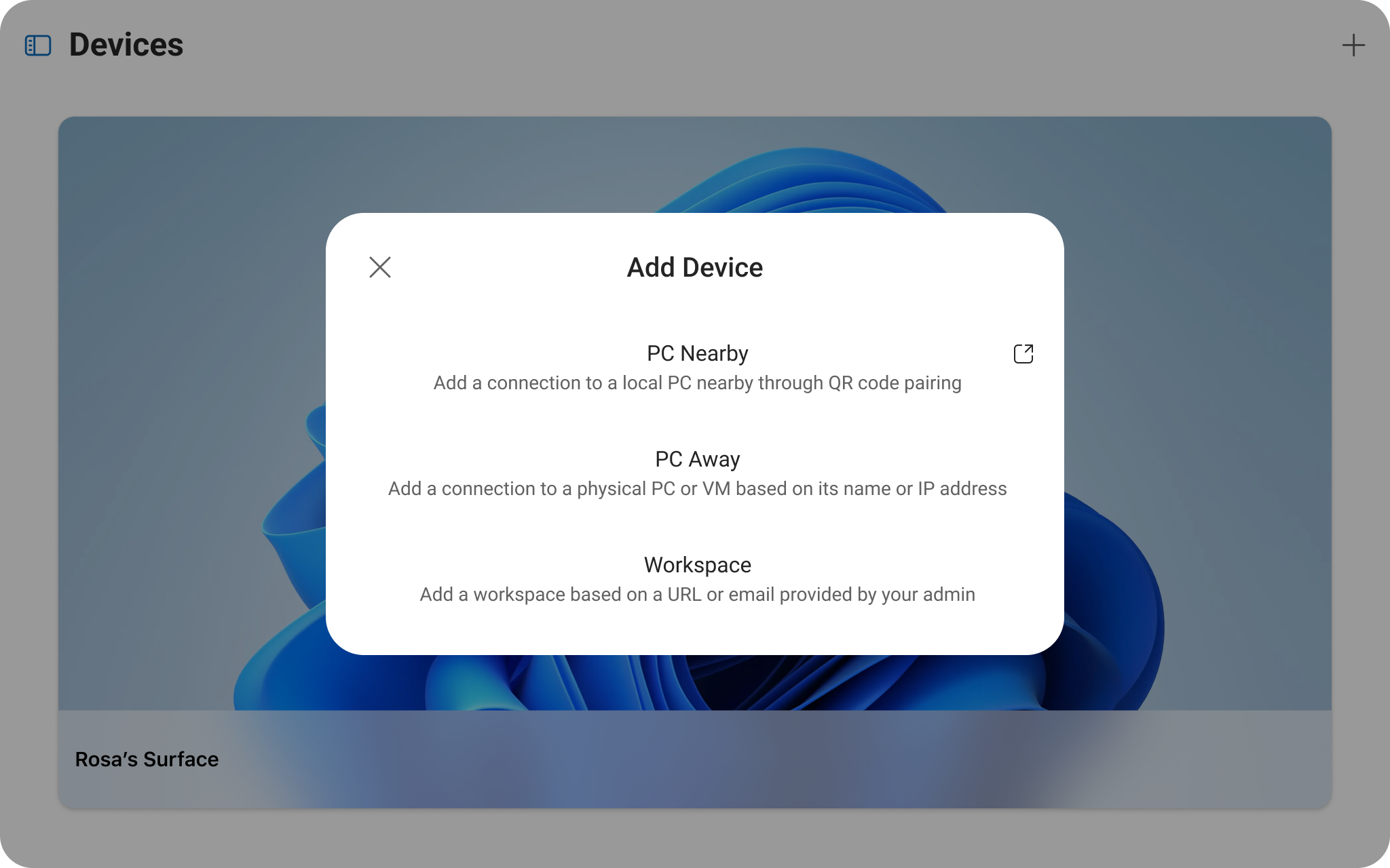 Windows App — add a nearby PC